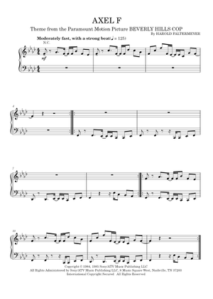 Axel F (Beverly Hills Cop Theme) – Harold Faltermeyer Sheet Music for ...