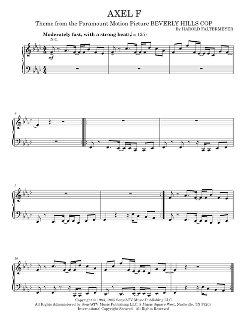 Axel F - Crazy Frog, Harold Faltermeyer (Piano Solo)