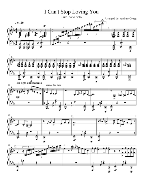 I Can't Stop Loving You - For Jazz Piano