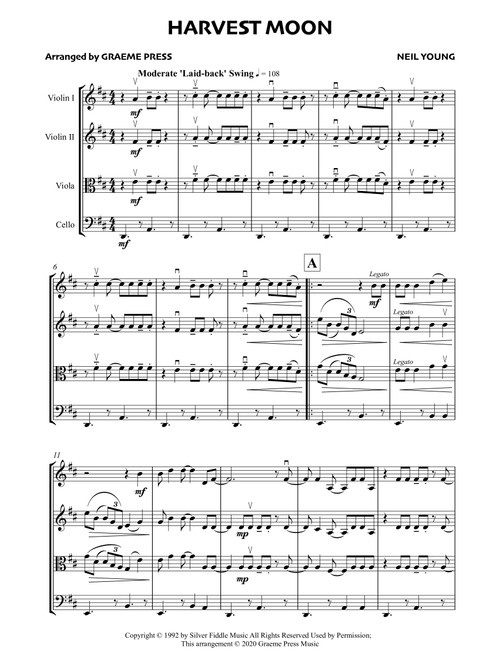 Harvest Moon (Arr. Graeme Press) - Neil Young (String Quartet)