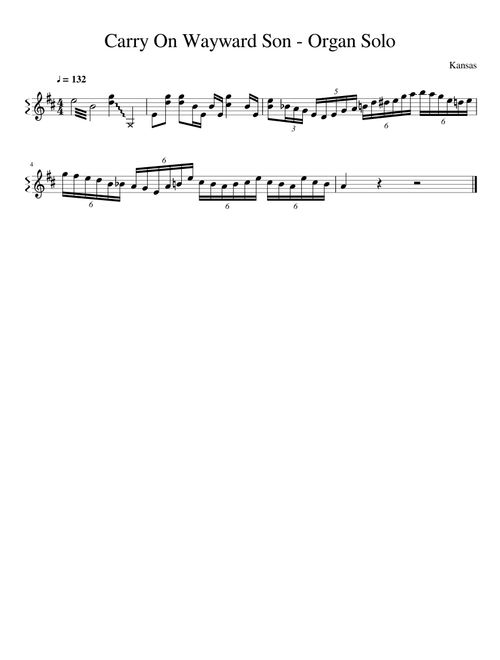 Kansas - Carry On Wayward Son - Organ Solo