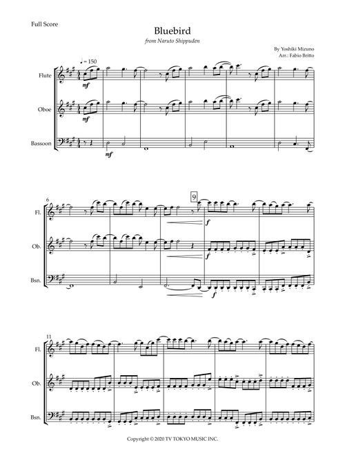 Ikimono Gakari's Blue Bird (Arr. Fabio Britto) - Yoshiki Mizuno (Woodwind Ensemble)