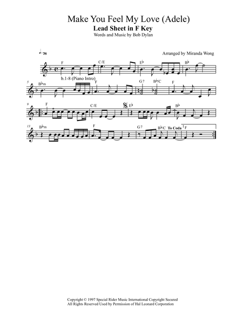 Make You Feel My Love (Arr. Miranda Wong) - Bob Dylan (Small Ensemble)