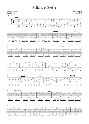 Dire Straits - Sultans of Swing (Arr. AlmaDev) Sheet Music with