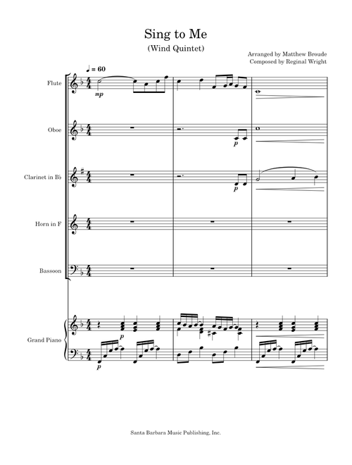 Sing to Me (Wind Quintet)