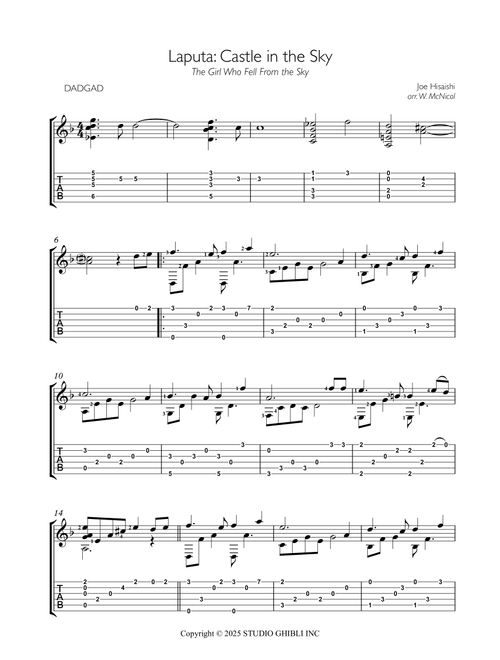 Castle In The Sky (Arr. Will McNicol) - Jou Hisaishi (Guitar Tab)