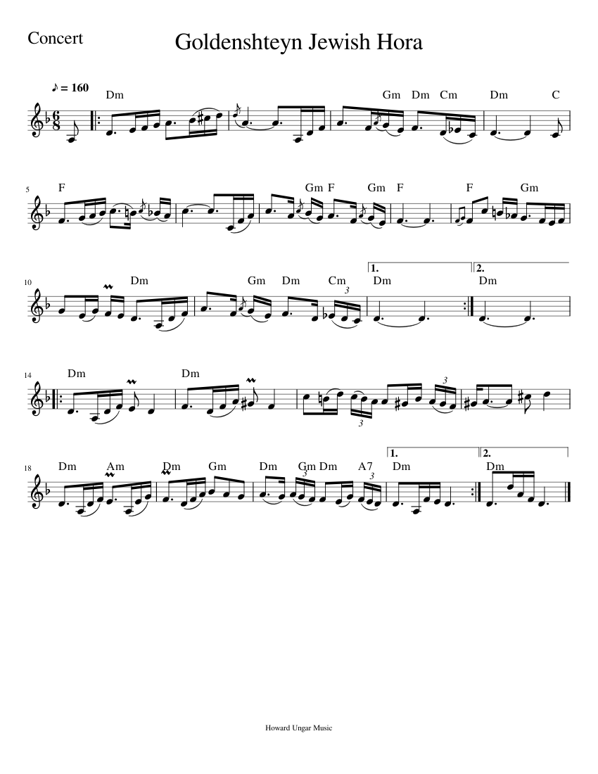 Goldenshteyn Jewish Hora Sheet music for in bflat (Solo