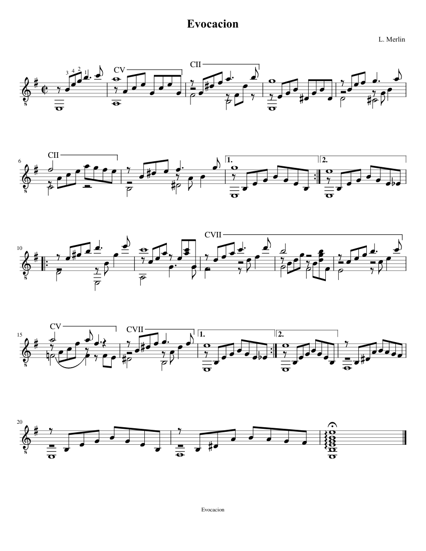 Evocacion Sheet Music for Guitar (Solo) | MuseScore.com