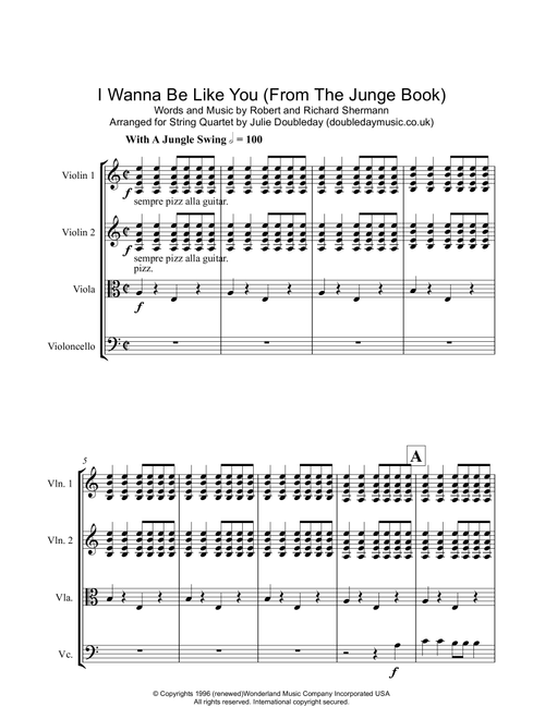 I Wanna Be Like You (Arr. Julie Doubleday) - Stephen Hanaghan, John Moir, Raymond Paterson (String Quartet)