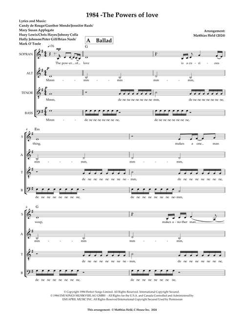 Medley: The Power Of Love with The Power Of Love (Arr. Matthias Held) - Air Supply, Celine Dion, Laura Brannigan (Choral, SATB)