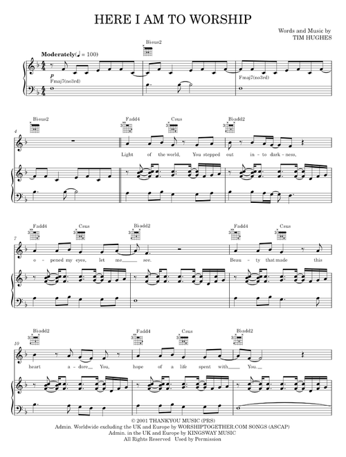 Here I Am To Worship - Phillips, Craig & Dean, Tim Hughes (Piano-Vocal-Guitar)