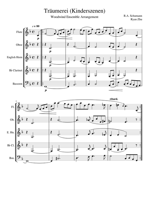 Kinderszenen No. 7 - "Traumerei" (Woodwinds Ensemble Arrangement)