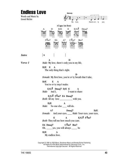 Endless Love - Lionel Richie & Diana Ross (Guitar Chords-Lyrics)