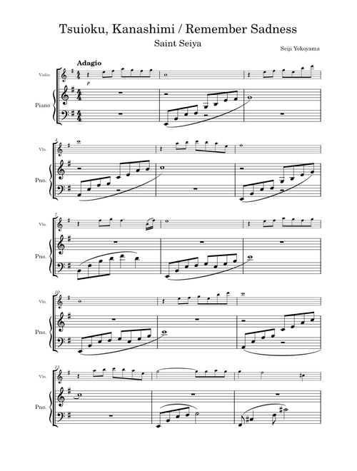 Tsuioku, Kanashimi / Remember Sadness – Seiji Yokoyama Saint Seiya