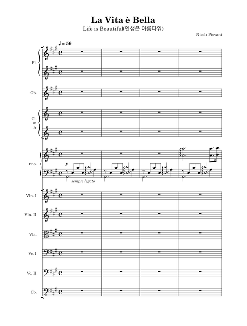 La Vita è Bella(Life is Beautiful / 인생은 아름다워) for Chamber Orchestra