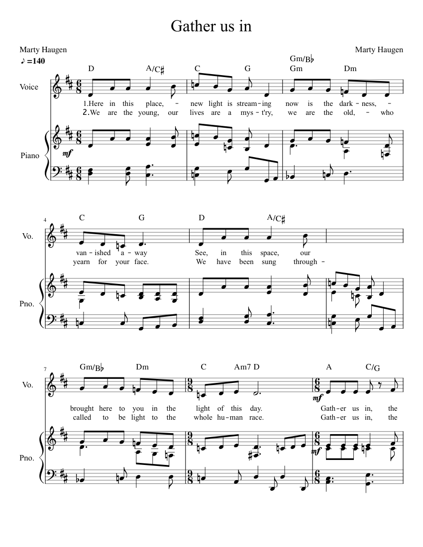 Gather us in Sheet Music with Chords for Piano, Voice (other) (Piano ...