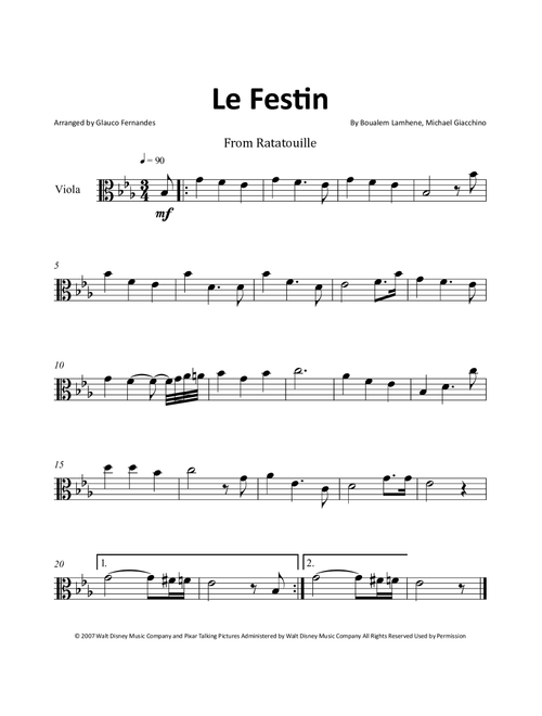 Le Festin (Arr. Glauco Fernandes) - Michael Giacchino, Boualem Lamhene (Viola Solo)