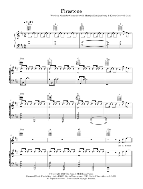 Firestone - Kygo (Piano-Vocal-Guitar (Piano Accompaniment))