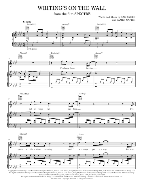 Writing's on the wall - Sam Smith (Piano-Vocal-Guitar)