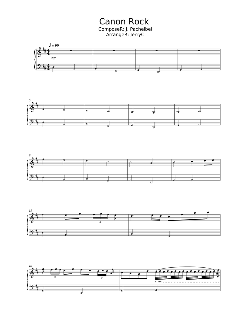 Canon Rock (Piano Ver.) Sheet Music for Piano (Solo) | MuseScore.com