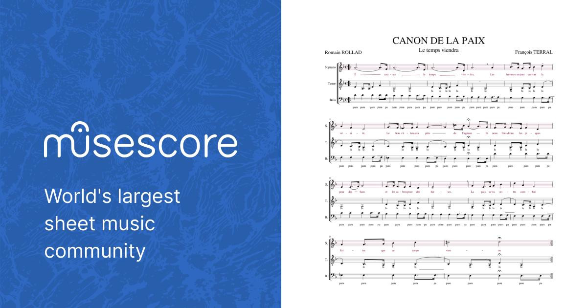 CANON DE LA PAIX Sheet music for Soprano, Alto, Tenor, Bass voice (Choral)