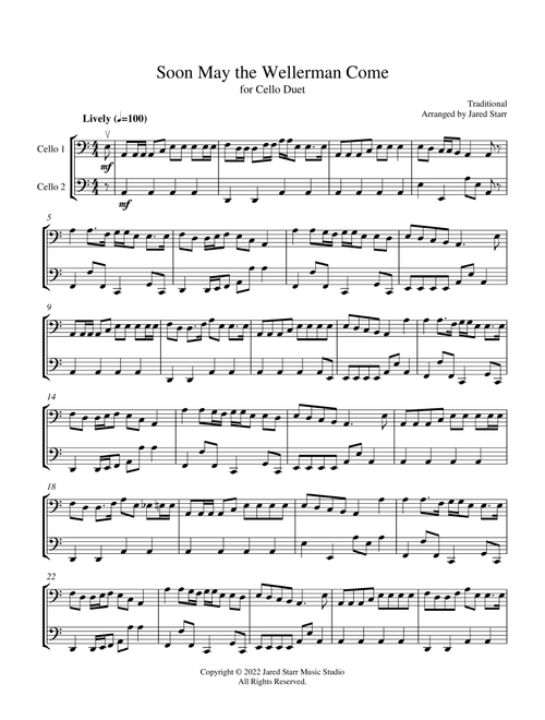 Soon May the Wellerman Come (Arr. Jared Starr) - Traditional (Cello Duet)