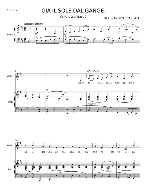 Già il sole dal Gange - Alessandro Scarlatti