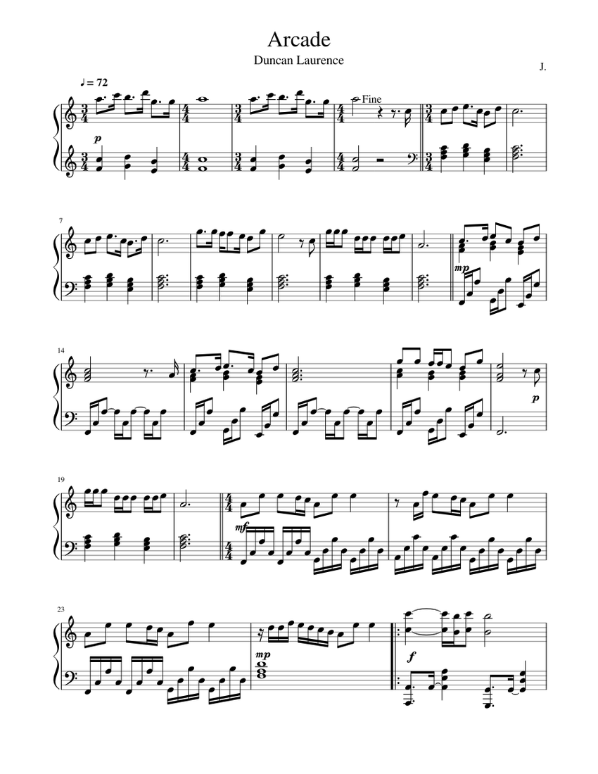 ドン・パスクアーレ CANTO E PIANOFORTE Arcade Sheet Music for Piano (Solo) | MuseScore.com