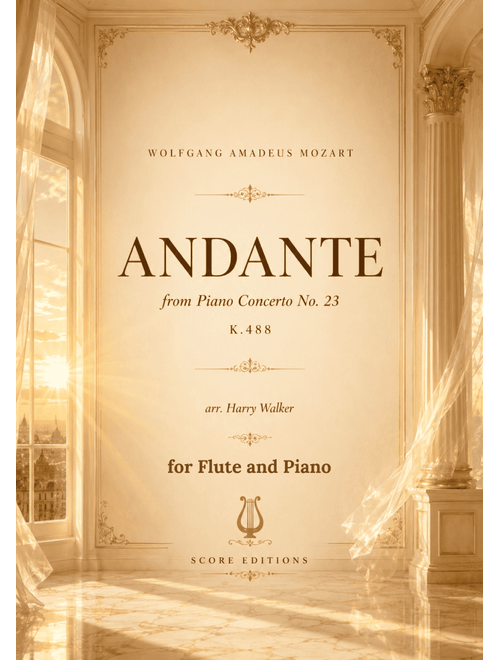 Andante (Piano Concerto No. 23, K.488) – W. A. Mozart | Flute & Piano | Sheet Music (Arr. Harry Walker) - Wolfgang Amadeus Mozart (Flute and Piano)