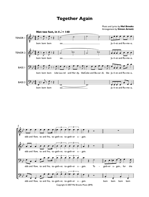 Together Again (Arr. Simon Arnott) - Mel Brooks (Choral, TTBB)