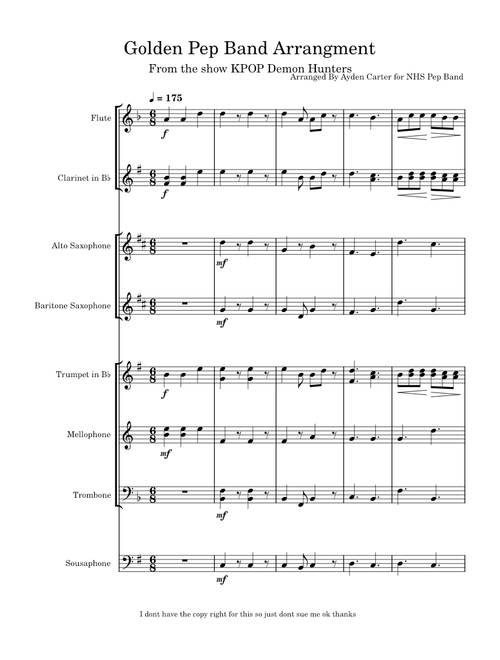 Golden Pep Band Arrangment
