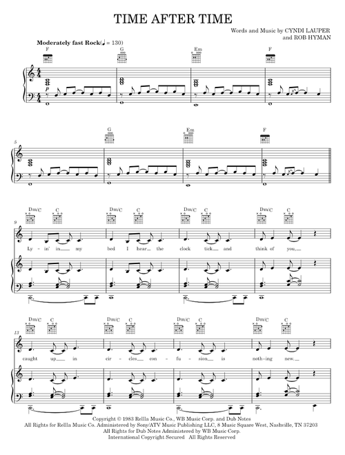 Time After Time - Cyndi Lauper, Inoj (Piano-Vocal-Guitar)