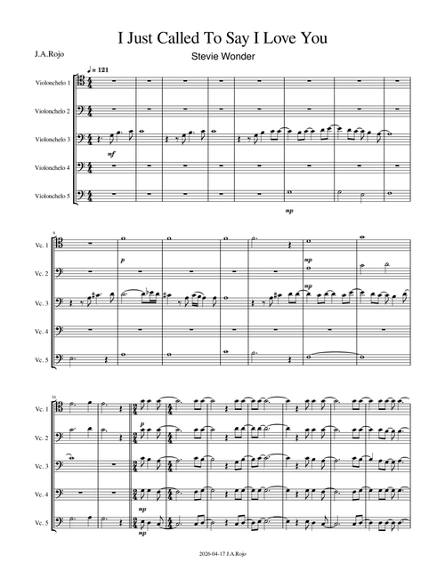 I Just Called To Say I Love You (Arr. J.A.Rojo) - Stevie Wonder (String Ensemble)