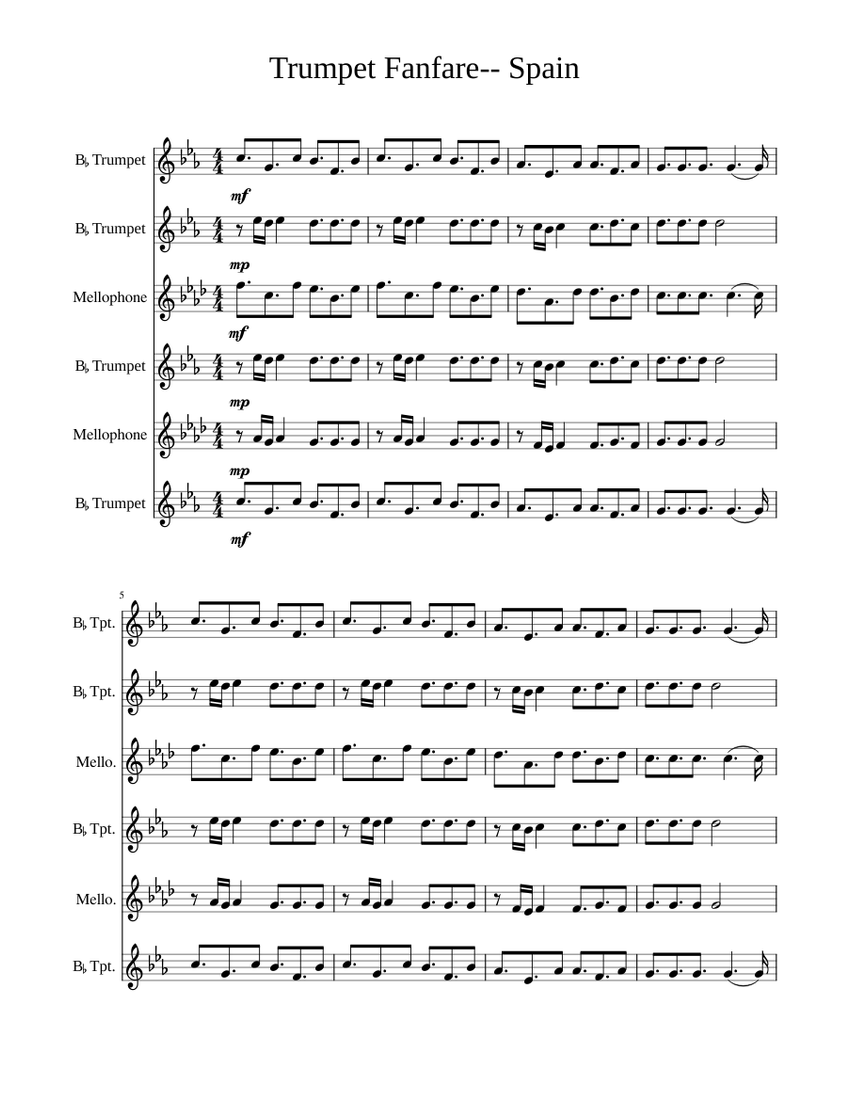 Trumpet_Fanfare_Spain(finished) Sheet music for Mellophone (Brass Duet)