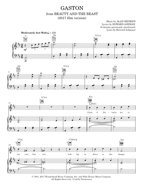 Gaston (from Beauty And The Beast) - Beauty and the Beast Cast, Josh Gad, Josh Gad & Luke Evans, Luk (Piano-Vocal-Guitar)