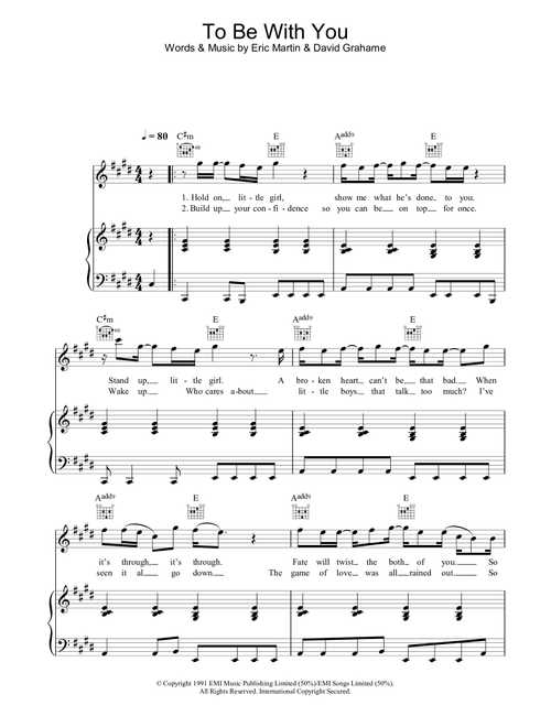 To Be With You - Mr Big (Piano-Vocal-Guitar (Piano Accompaniment))