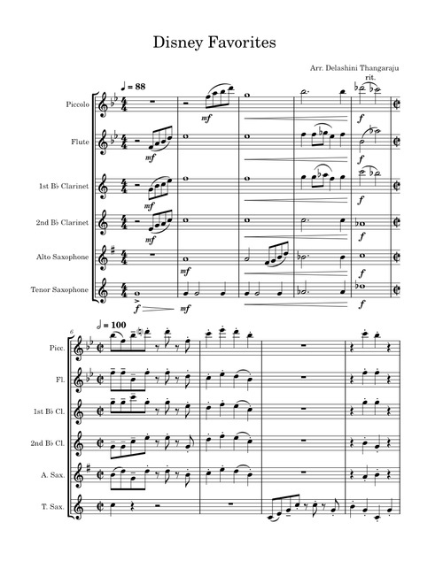 Disney Favorites - Wind Quintet arr. Adrian Wagner – Various Composers