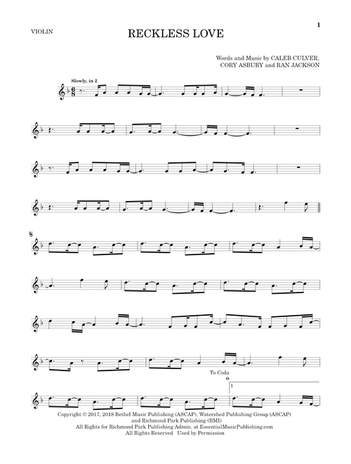 Reckless Love - Cory Asbury (Violin Solo)
