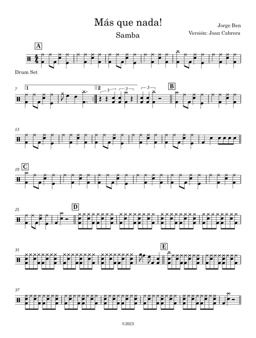 Mas que nada – Jorge Ben Jor Jorge Ben Jor Mas que nada - Drum Set