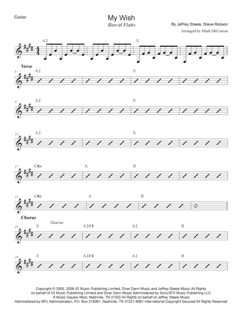 My Wish (Arr. Mark McCarron) - Rascal Flatts (Solo Guitar)