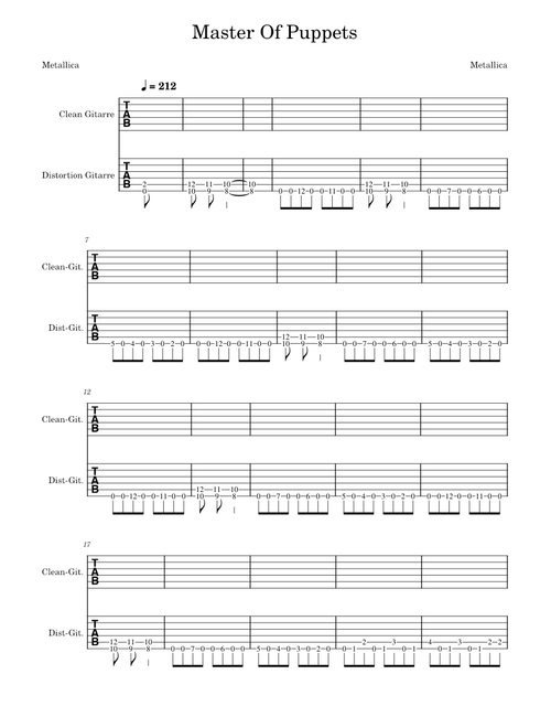 Master Of Puppets - Metallica - Guitar Tab