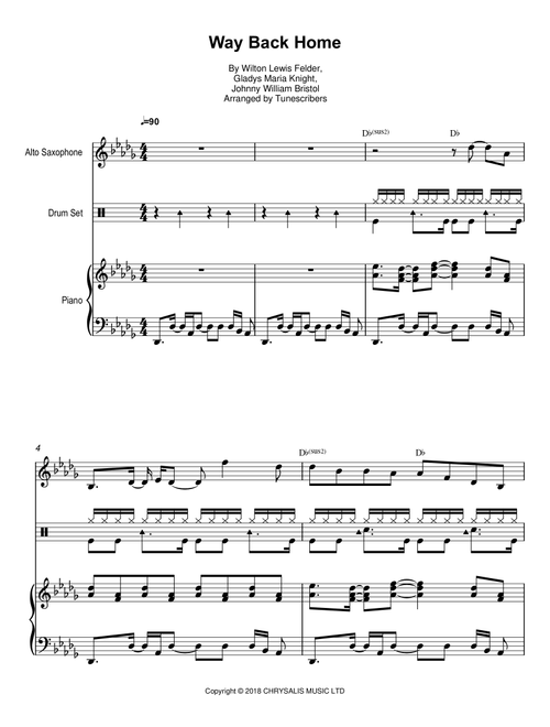Way Back Home (Arr. Tunescribers) - Wilton Lewis Felder, Johnny William Bristol, Gladys Maria Knight (Saxophone Solo)