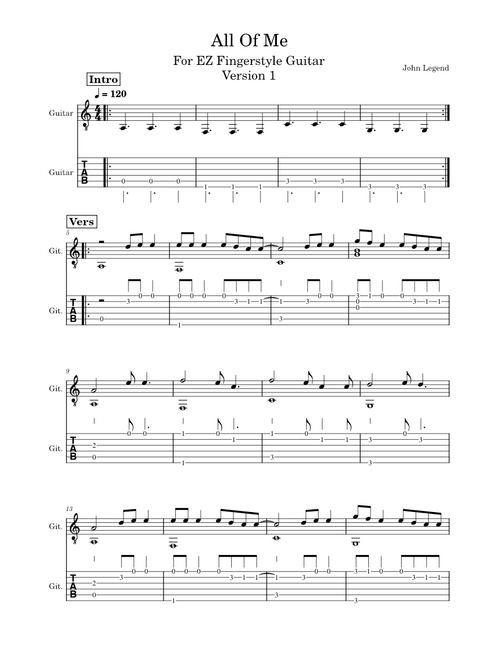 All Of Me – John Legend (Easy Guitar Version No.1)