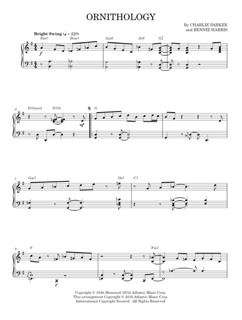 Ornithology (arr. Brent Edstrom) - Charlie Parker (Piano Solo)