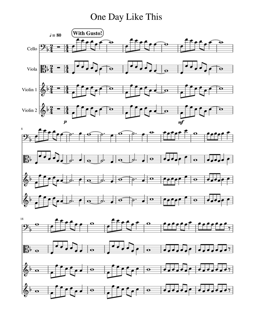 One Day Like This Elbow (String Transcription) Sheet music for Violin