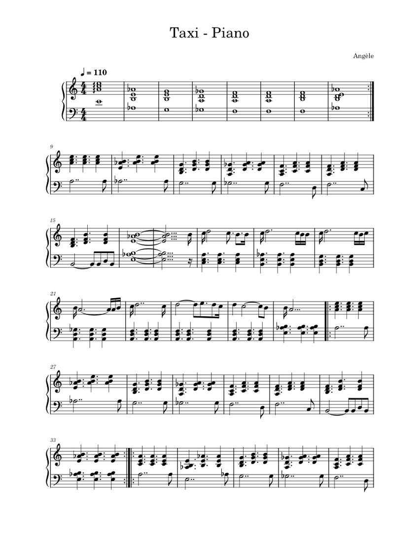 Taxi – Angèle - piano tutorial