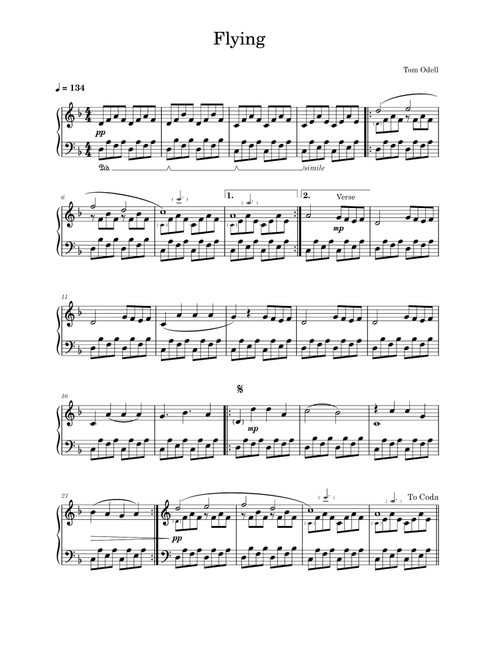 Flying (Arr. Tom Odell) (Piano Solo)