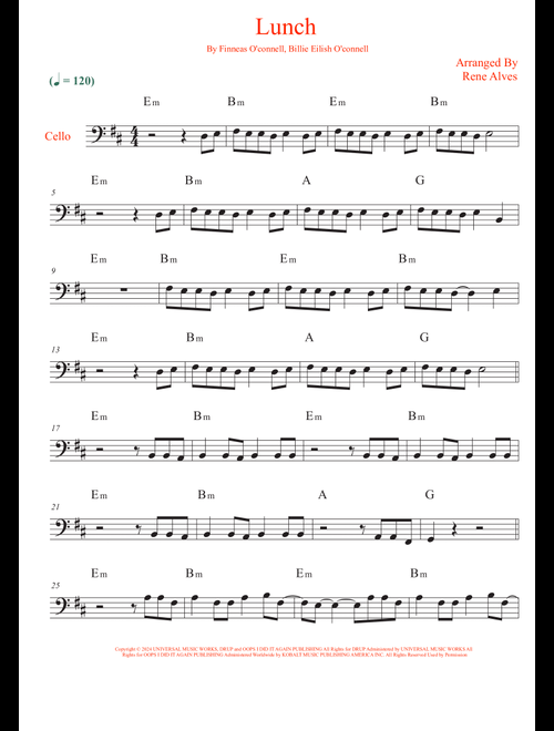 Lunch (Arr. Rene Alves) - Billie Eilish (Cello Solo)
