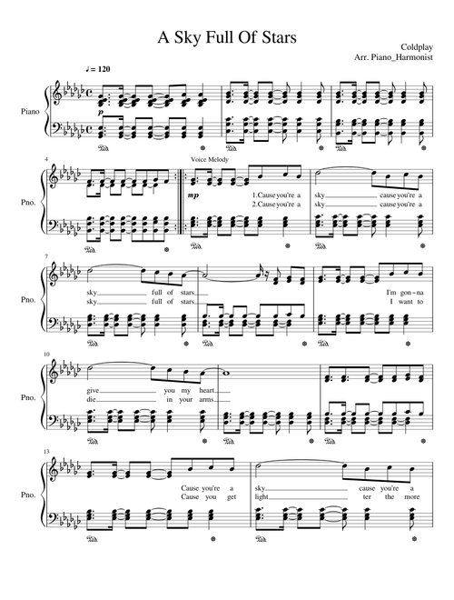 A Sky Full Of Stars-ColdPlay-Piano Solo