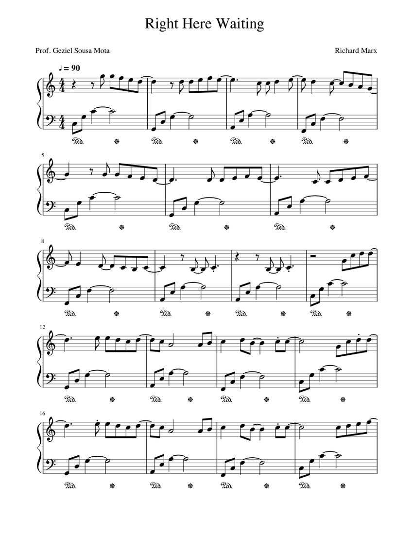 BB楽譜I'VE GOT YOUR SENTIMENTAL RIGHT HERE Right Here Waiting Sheet Music for Piano, Clarinet in b-flat